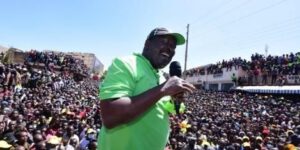 ANC Presidential Candidate, Musalia Mudavadi addressing a crowd during a joint rally in Eldama Ravine Town on January 26.