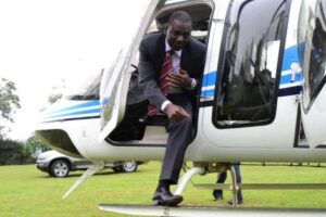 Deputy President William Ruto disembarks a plane during a past trip.