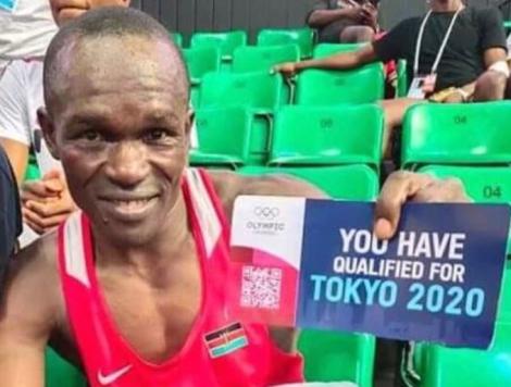 Kenyaâ€™s Nick Okoth after booking a slot in the Tokyo Olympics.