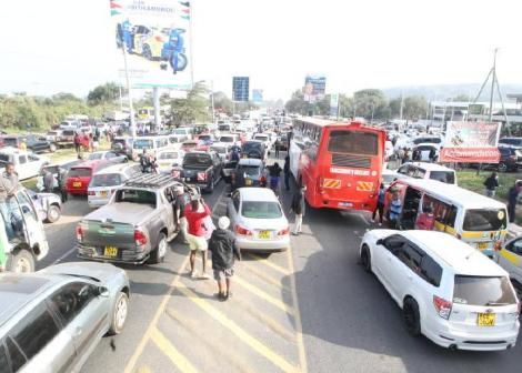 Massive traffic on Nairobi Nakuru Highway on June 26, 2021.
