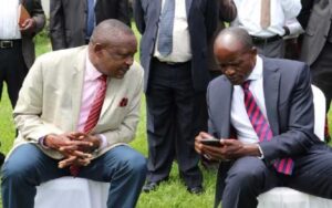 Migori County Secretary Christopher Rusana and Governor Okoth Obado during an event in the county.