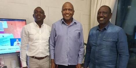 MP Oscar Sudi, Moses Kuria and Deputy President William Ruto after visiting the ailing lawmaker recuperating in Dubai on Thursday February 3, 2022
