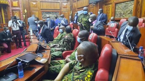 Interior CS Fred Matiang'i escorted by top cops to Parliament on Wednesday, September 1, 2021