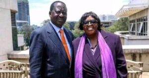 ODM party leader Raila Odinga (left) poses for a photo alongside his sister, Beryl Odinga.