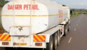 A fuel tanker on the highway
