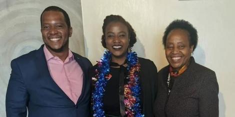 Gathoni Mwaura with her brother Ngibuini Mwaura and their mother during her graduation