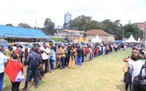Kenyans queued for jobs during a past recruitment exercise
