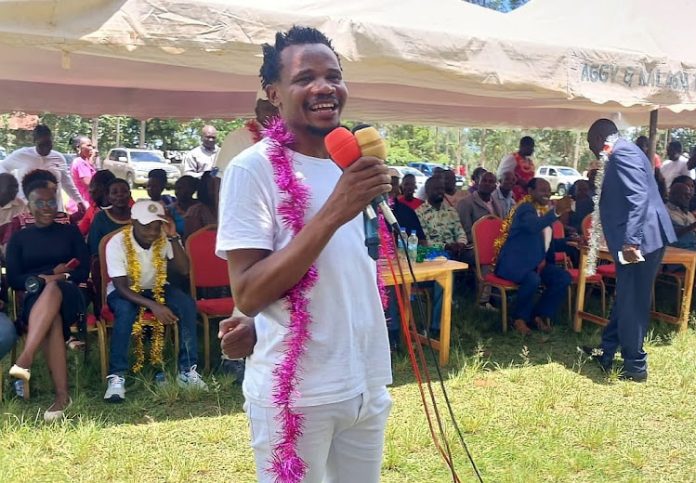 Mumias East MP Peter Salasya during the launch of Emutetemo water project at Emutetemo Primary School.