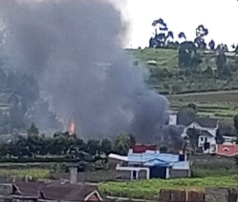 Huge smoke erupting from a house owned by Molo MP Kuria Kimani on Tuesday, June 25, 2024.