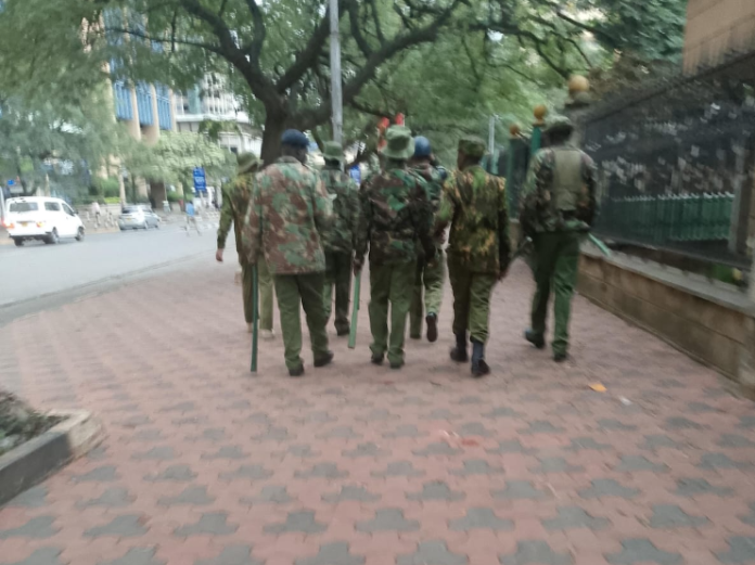 A contigent of police officers in Nairobi CBD on Thursday, June 20,2024.