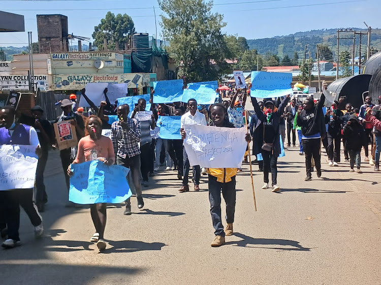 The youths in Bomet town protesting against 2024-25 Finance Bill on Tuesday.