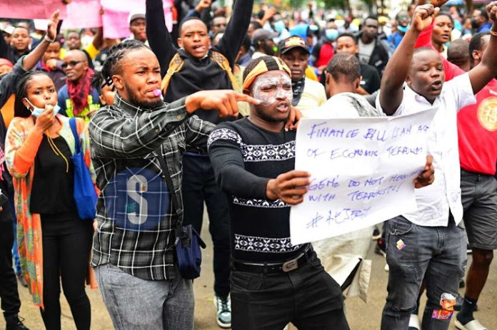 Protesters ralling against kenya proposed finance bill in Nairobi on 20th June.2024