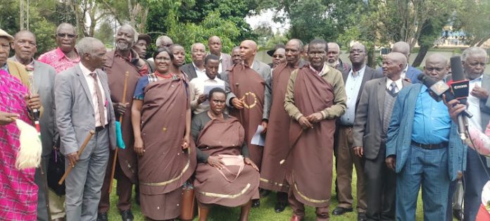 Kipsigis community clans officials during previous meetings. Communitys secretary general Joel Kimetto is among them.