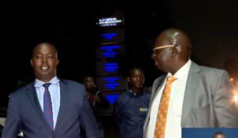 Embakasi North MP James Gaguya and his Embakasi Central counterpart Benjamin Gathiru alias Mejja Donk outside DCI headquarters on Kiambu Road, Wednesday, July 31, 2024.