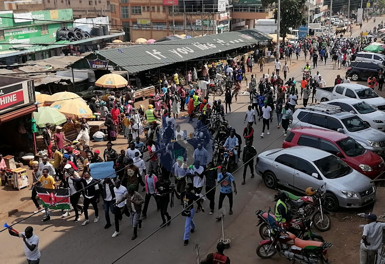 Protesters take to the streets in Kisii town on July 2, 2024