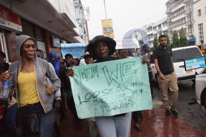 Kenyans in Mombasa participate in the 'Occupy Mombasa' demos against the Finance Bill 2024.