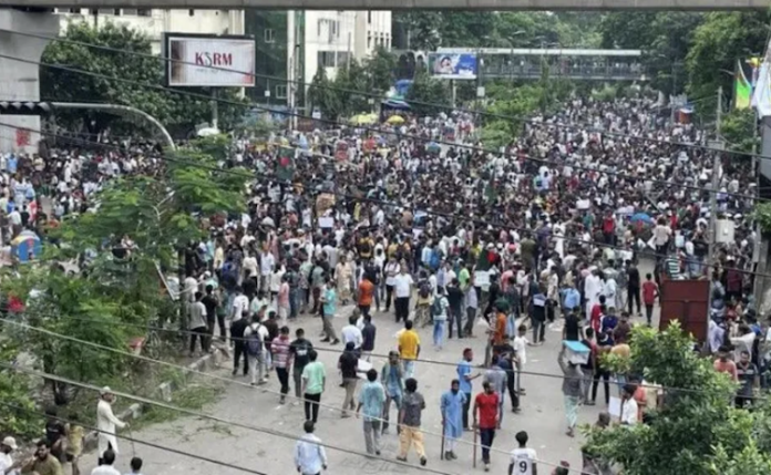 Protesters gathered in Dhaka's Shahbagh area in numbers