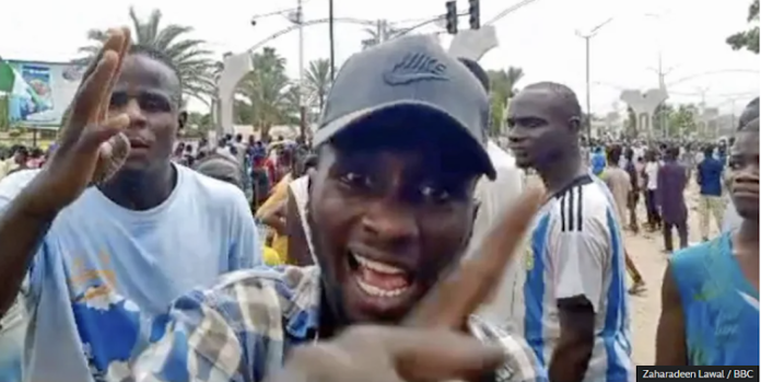 Kano has seen the biggest turnout of protesters so far - with this man telling the BBC people are dying of hunger